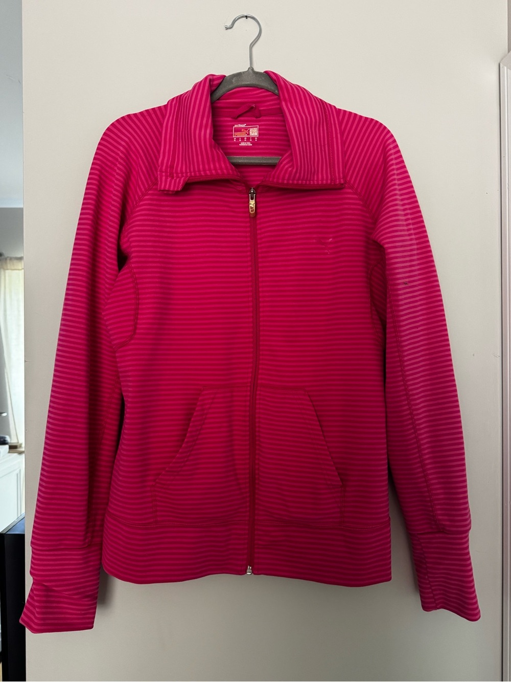 PUMA Women's Pink Striped Full-Zip  athletic Jacket size XL